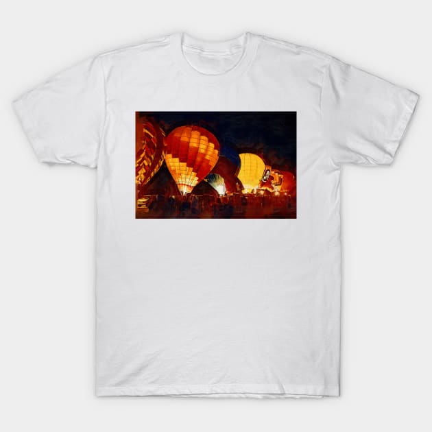 Night Hot Air Balloon Festival In Gothic T-Shirt by KirtTisdale